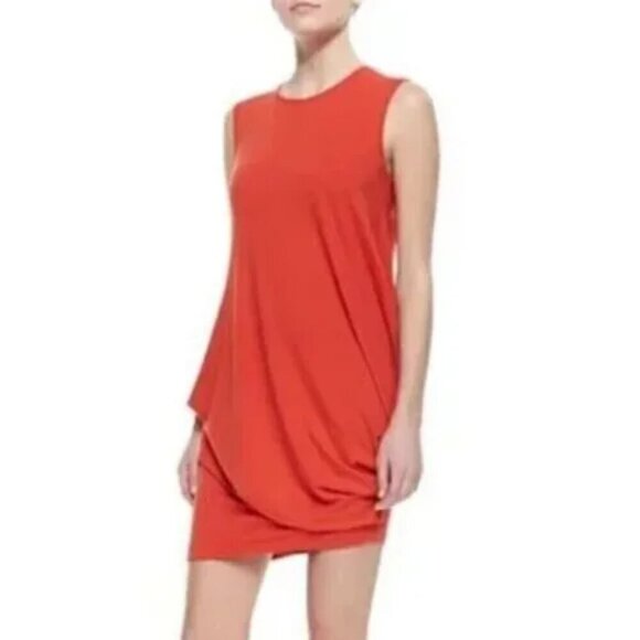 Mcq Alexander Mcqueen | Twisted Drape Dress in Terracotta Orange - Picture 2 of 12